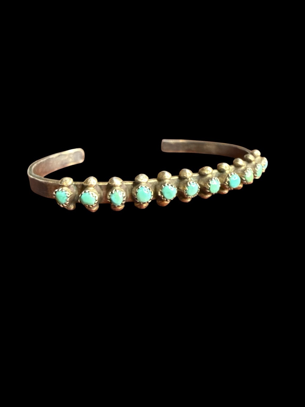 Vintage Sterling Silver Snake Eye Turquoise Cuff Bracelet Zuni Style 8.60g